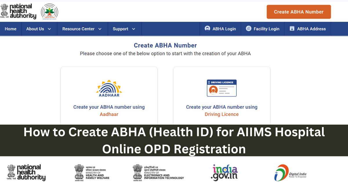 How to Create ABHA Health ID for AIIMS Hospital Online OPD Registration